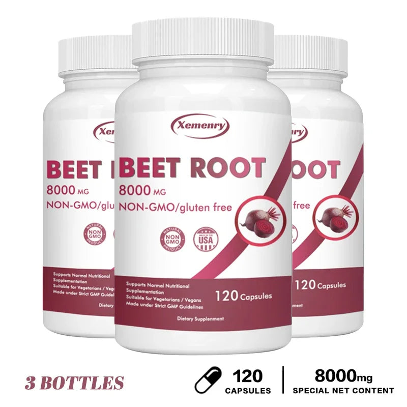 Beetroot Capsules 8000mg - Supports Heart Health, Promotes Digestive Health, and Improves Immunity