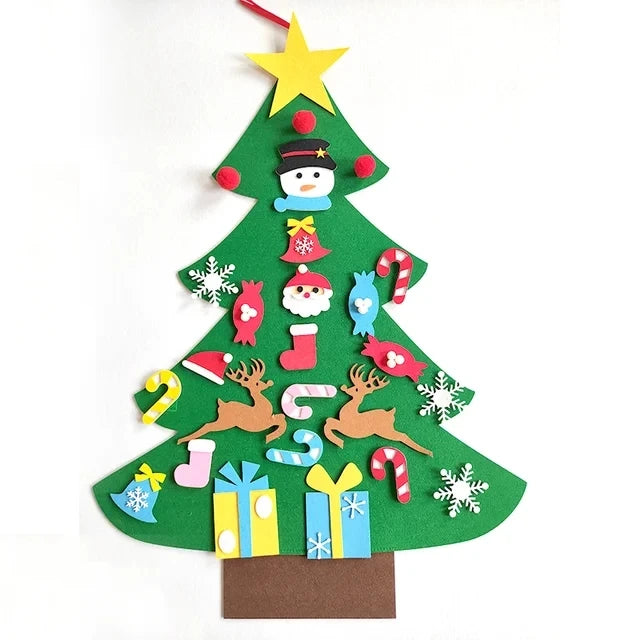 DIY Felt Christmas Tree Christmas Decoration for Home Navidad 2025 New Year Christmas Ornaments Santa Claus Xmas Kids Gifts