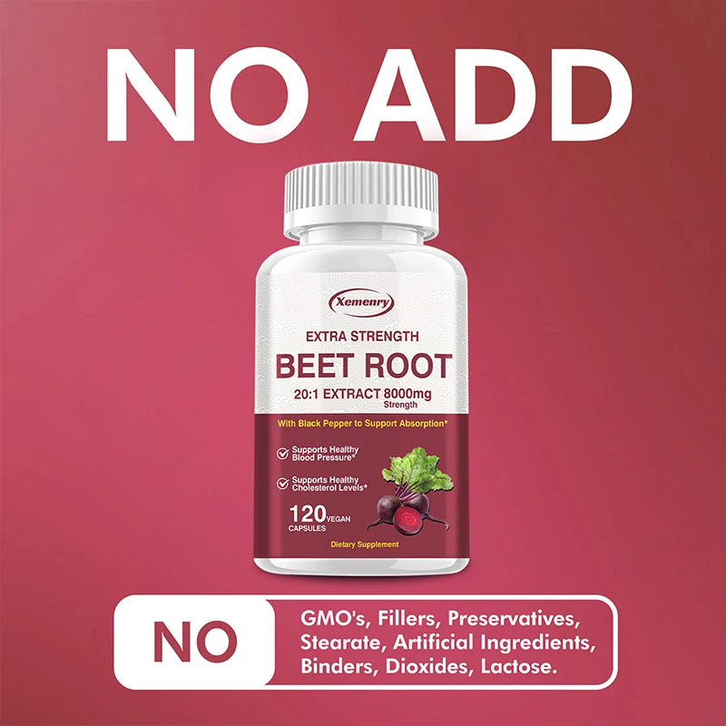 Beet Root Capsules - Supports Blood Pressure, Athletic Performance, Digestive, Immune System