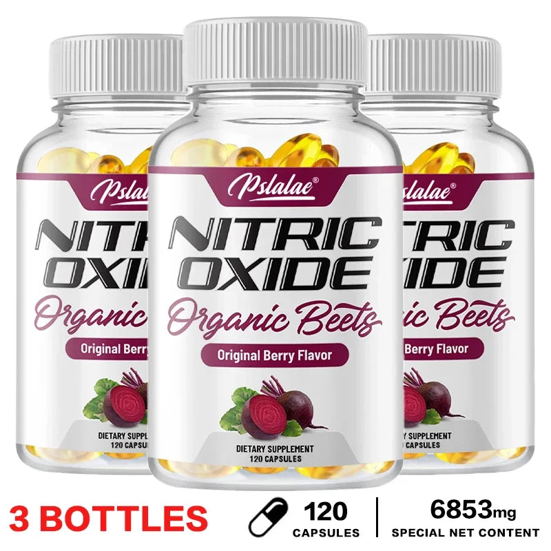 Nitric Oxide Capsules - with Beetroot, Helps Build Muscle, Supports Blood Flow, Circulation, Support Energy, Strength, Endurance