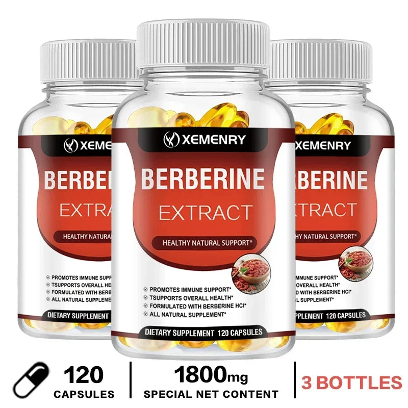 Berberine Capsules - Supports Bone and Cardiovascular Health, Promotes Metabolism, Anti-oxidation, and Enhances Immunity