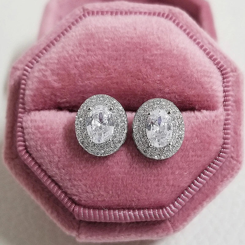 2023 New Arrivals Fashion Luxury silver color korean Zircon Stud Pink Earing Earrings For Women Girl Party Gift Jewelry Z7
