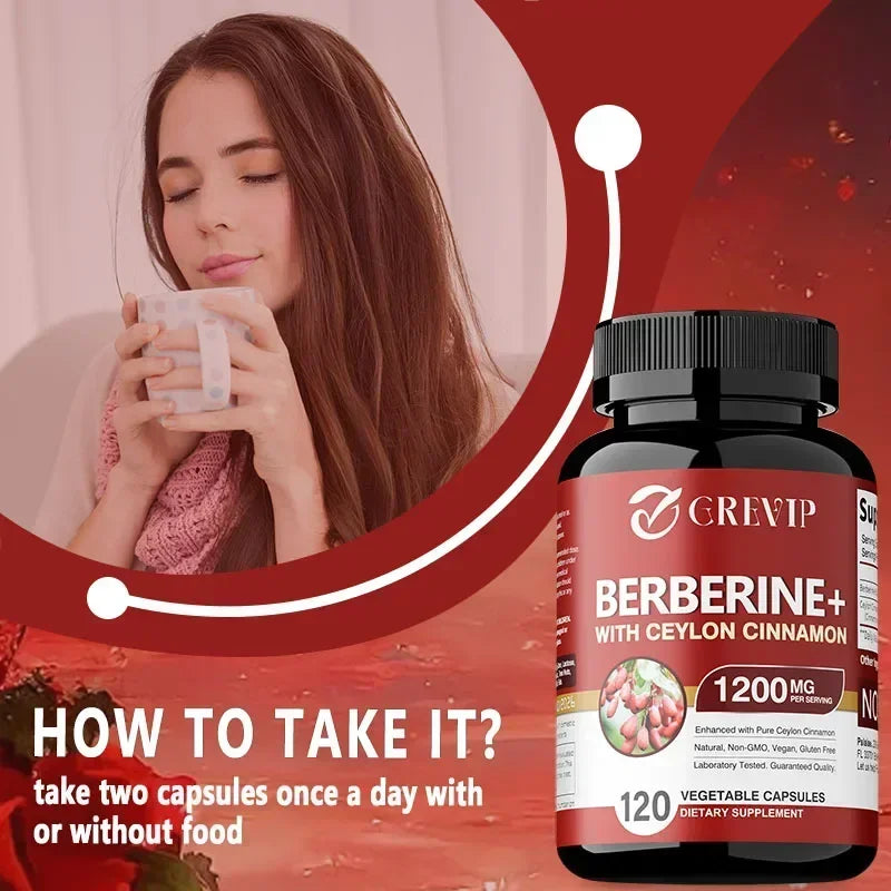 Berberine with Ceylon Cinnamon Capsules - Supports Heart Health, Gastrointestinal Health, Digestion Support, Immune Support