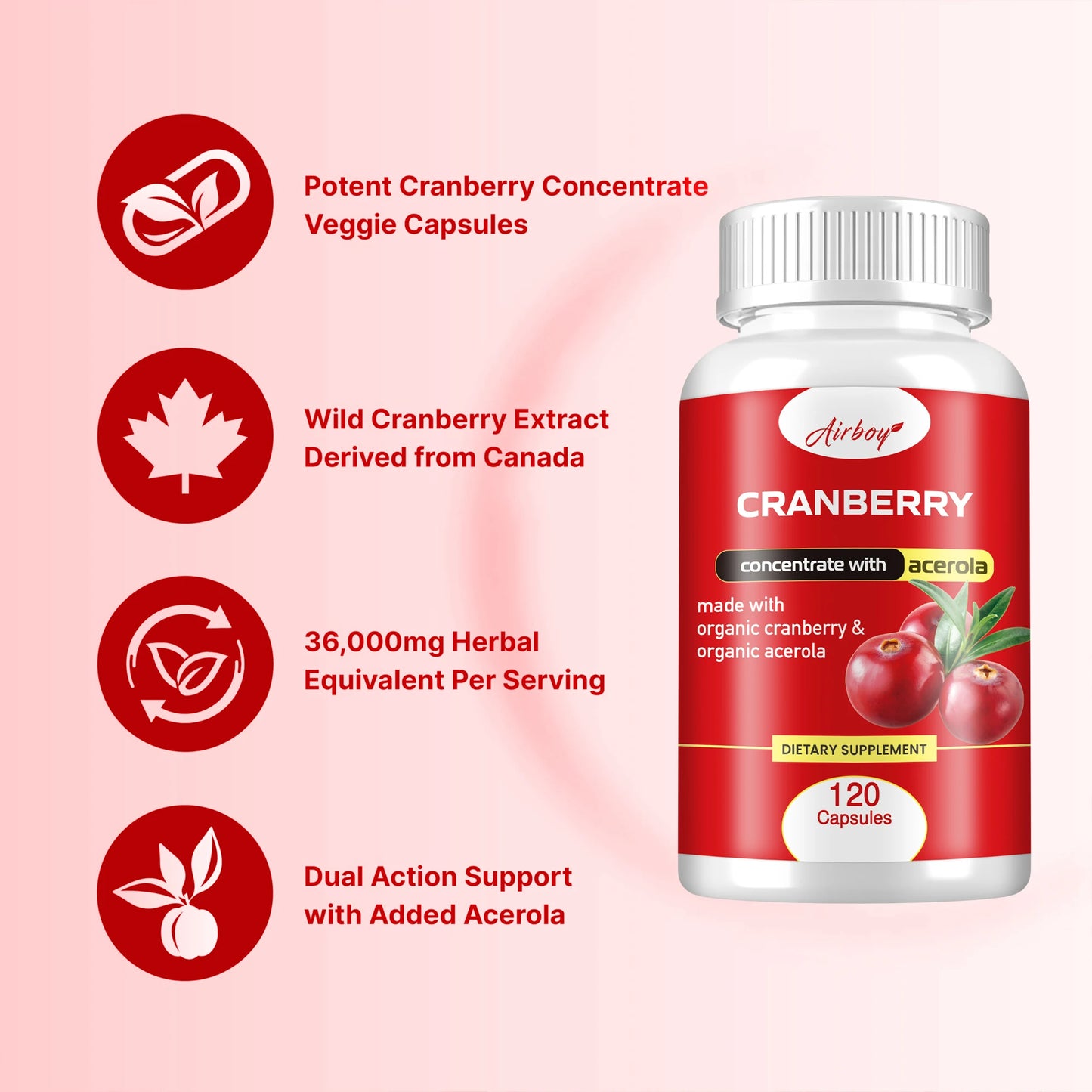 Cranberry Capsules - Urinary Tract Cleansing, Bladder Health, Antioxidant