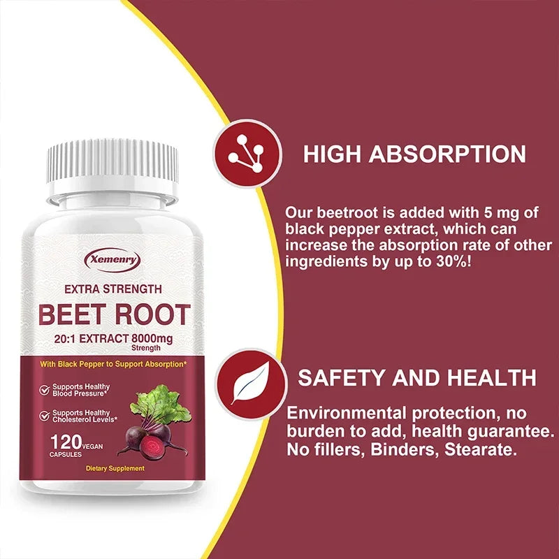Beet Root Capsules - Heart Support, Promotes Blood Circulation, Supports Blood Pressure, Digestive, Immune System