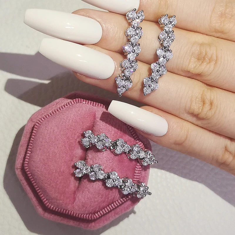 2023 New Arrivals Fashion Luxury silver color korean Zircon Stud Pink Earing Earrings For Women Girl Party Gift Jewelry Z7