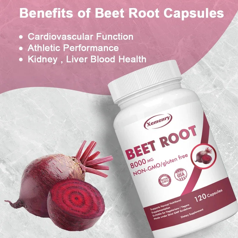 Beetroot Capsules 8000mg - Supports Heart Health, Promotes Digestive Health, and Improves Immunity