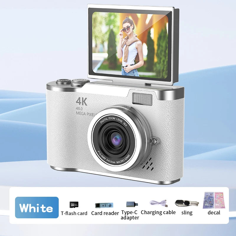 Digital Camera 4K 48MP Photography Camera Video Camcorder Rechargeable Cameras 2.4 inch Screen Camcorder for Kid Adult Beginners