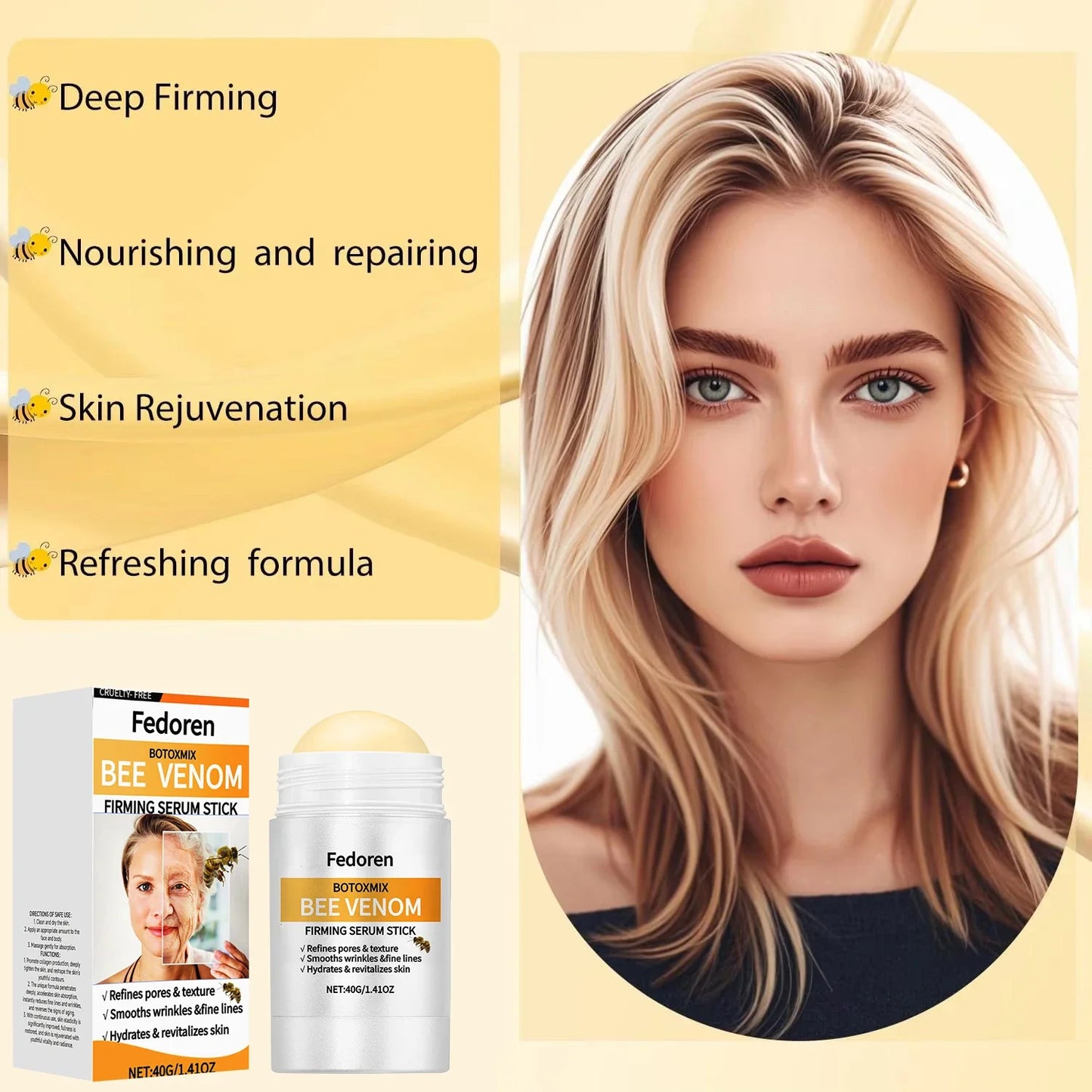 Bee Venom Anti-Wrinkle Moisturizing Stick Firming Tighten Sagging Deep Hydration Fade Fine Lines Brightening Korean Skincare