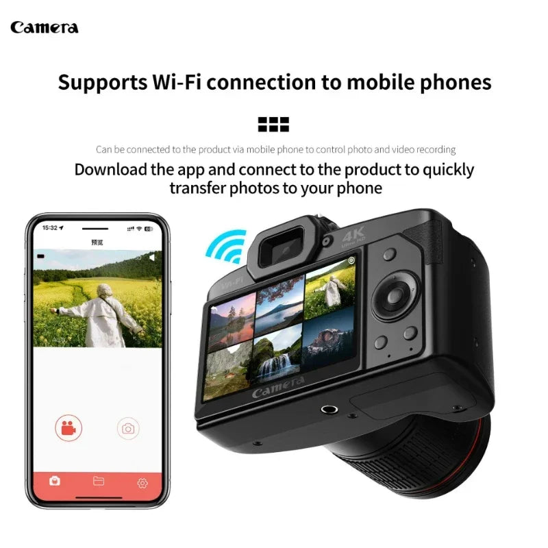 D5 Digital Camera 4K DSLR Camera with 16X Dual Camera Night Vision Lens Professional Digital Camera 1080P HD Video Camera