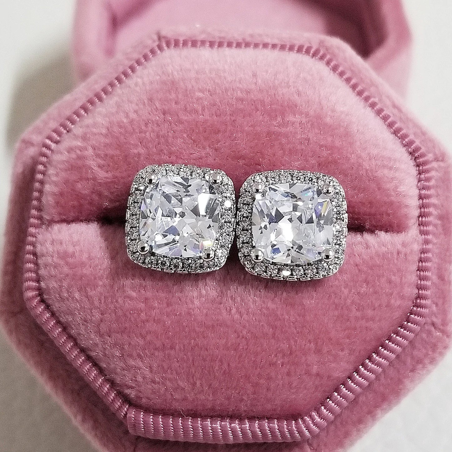 2023 New Arrivals Fashion Luxury silver color korean Zircon Stud Pink Earing Earrings For Women Girl Party Gift Jewelry Z7