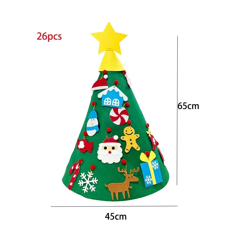 DIY Felt Christmas Tree Christmas Decoration for Home Navidad 2025 New Year Christmas Ornaments Santa Claus Xmas Kids Gifts