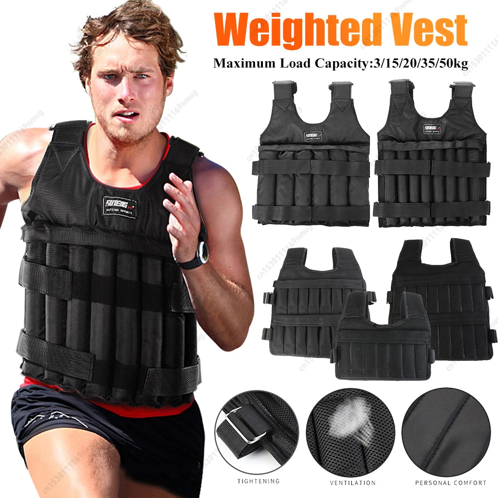 3/15/20/50kg Weight Training Suit Empty Bag Fitness Running Vest Adjustable Weight Jacket Workout Equipment for Workout Jogging