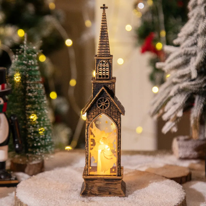 Christmas Glowing House Light Desktop Santa Claus Snowman Fairy Light Lantern for Home Navida Light Xmas Neol 2025 Desktop Decor