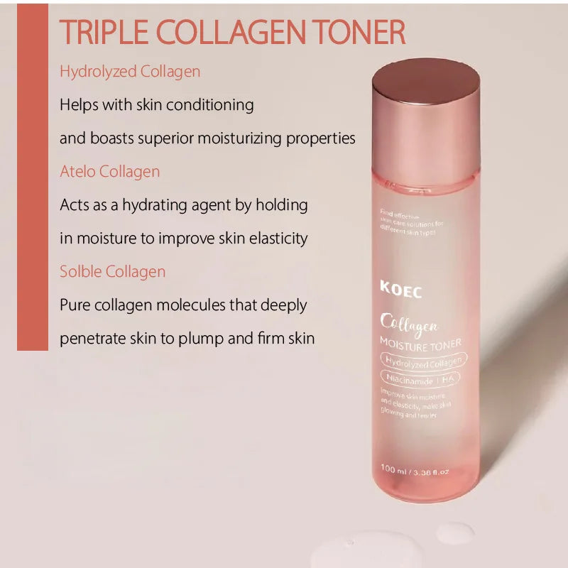 Triple Collagen Toner Hydrolyzed For Deep Hydration & Plump Skin Fast Absorbing Formula for All-Day Suppleness Korean Skincare
