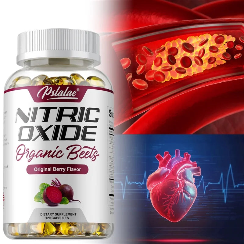 Nitric Oxide Capsules - with Beetroot, Helps Build Muscle, Supports Blood Flow, Circulation, Support Energy, Strength, Endurance