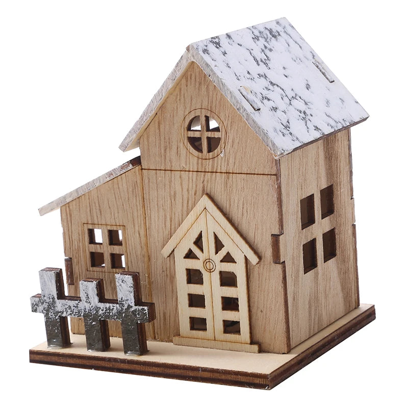 Christmas LED Light Wooden House Luminous Cabin Merry Christmas Decorations for Home DIY Xmas Tree Ornaments Kids Gifts New Year
