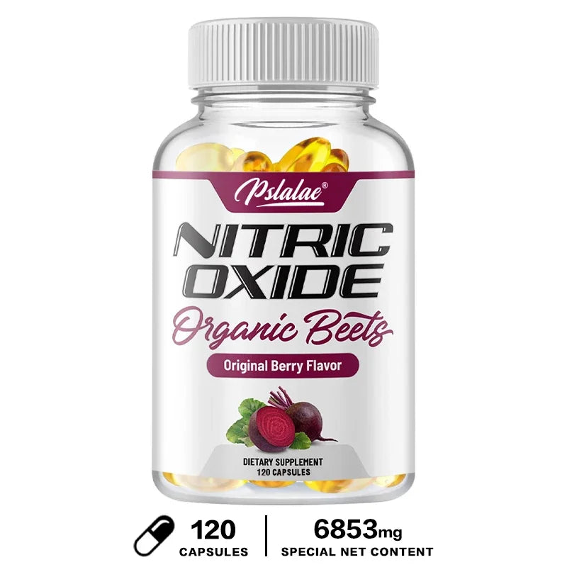 Nitric Oxide Capsules - with Beetroot, Helps Build Muscle, Supports Blood Flow, Circulation, Support Energy, Strength, Endurance