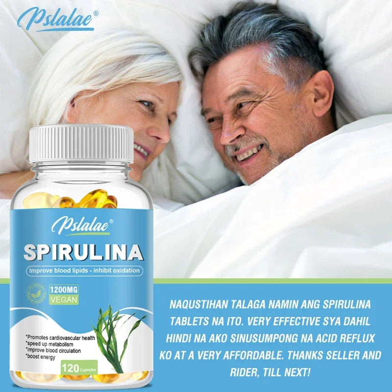 Organic Spirulina Capsules | Provide Immune, Antioxidant and Energy Support Nutritious Super Green VegetableSupplement