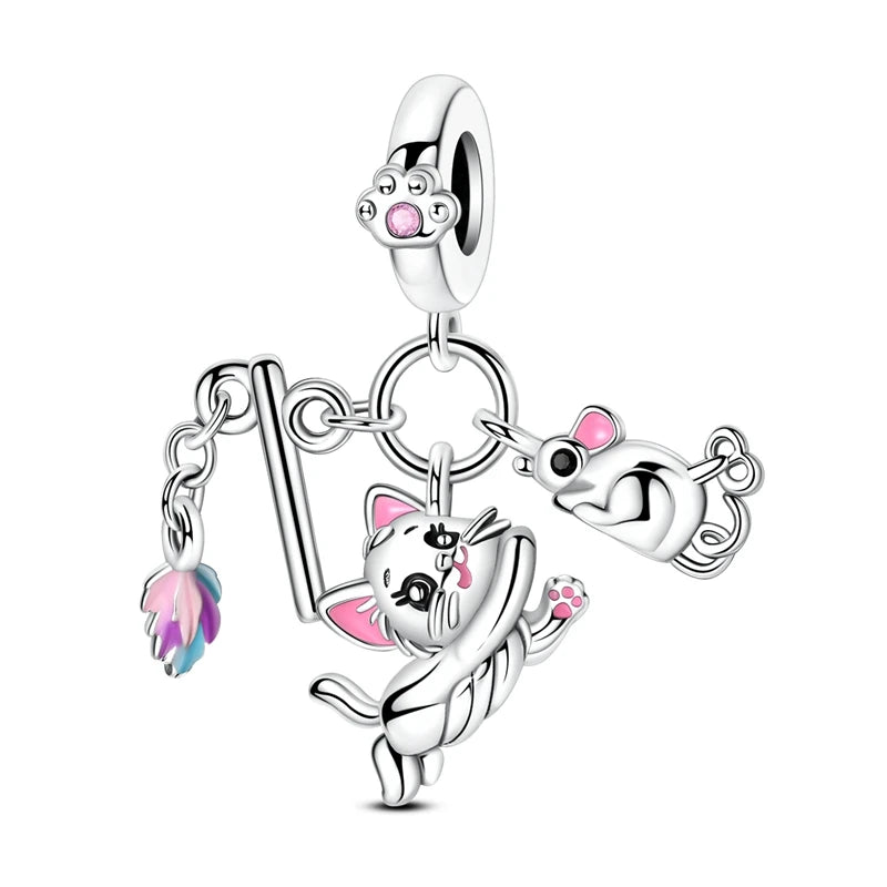 PAMELA 925 Sterling Silver Angel God Of Love Charms Wing Beads DIY For Original Pendant Bracelets Feather Jewelry For Women Gift
