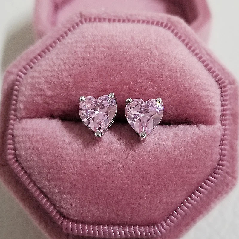 2023 New Arrivals Fashion Luxury silver color korean Zircon Stud Pink Earing Earrings For Women Girl Party Gift Jewelry Z7