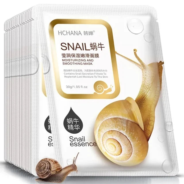 10pcs Snail Hyaluronic Acid Face Masks Korean Skincare Face Sheet Mask Moisturizing Facial Masks Korean Skin Care Products