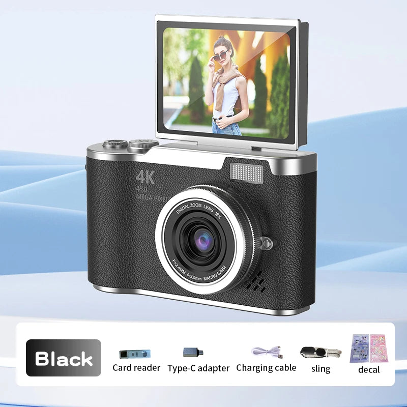 Digital Camera 4K 48MP Photography Camera Video Camcorder Rechargeable Cameras 2.4 inch Screen Camcorder for Kid Adult Beginners