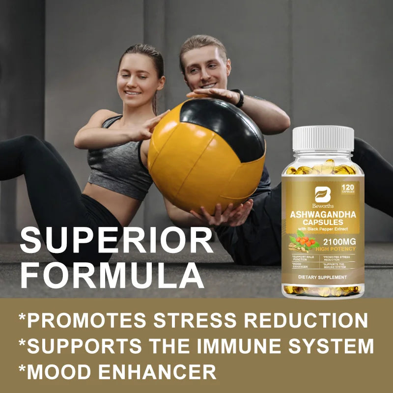 BEWORTHS Ashwagandha Root Capsules Sleep Health and Emotional Stability Support Relieve Fatigue Energy Health Supplements