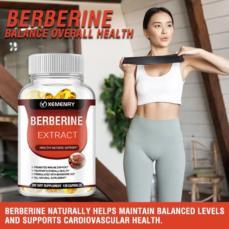 Berberine Capsules - Supports Bone and Cardiovascular Health, Promotes Metabolism, Anti-oxidation, and Enhances Immunity