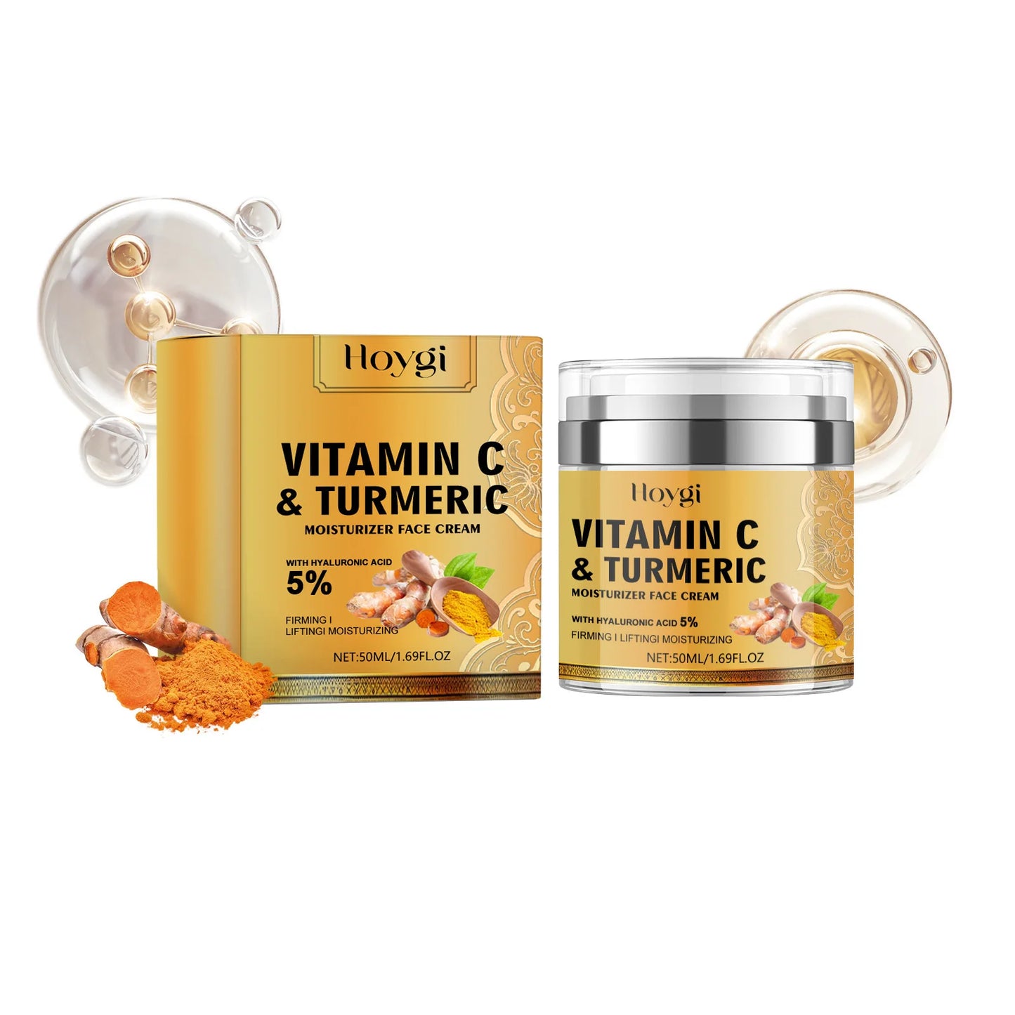 Turmeric Cleanser Oil Control Dark Spot Removal Anti Acne Deep Cleansing Shrink Pore Brightening Moisturizing Vitamin C Cream