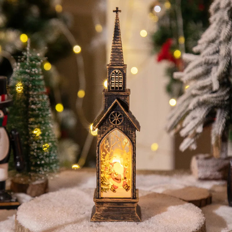 Christmas Glowing House Light Desktop Santa Claus Snowman Fairy Light Lantern for Home Navida Light Xmas Neol 2025 Desktop Decor
