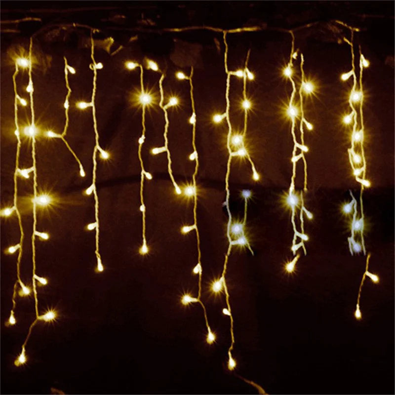 Christmas Decorations For Home Outdoor LED Curtain Icicle String Light Street Garland On The House Winter 220V 5m Droop 0.4-0.6m