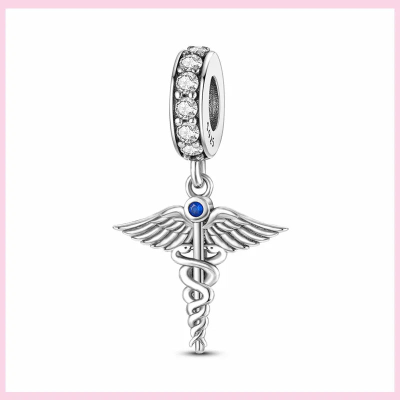 PAMELA 925 Sterling Silver Angel God Of Love Charms Wing Beads DIY For Original Pendant Bracelets Feather Jewelry For Women Gift