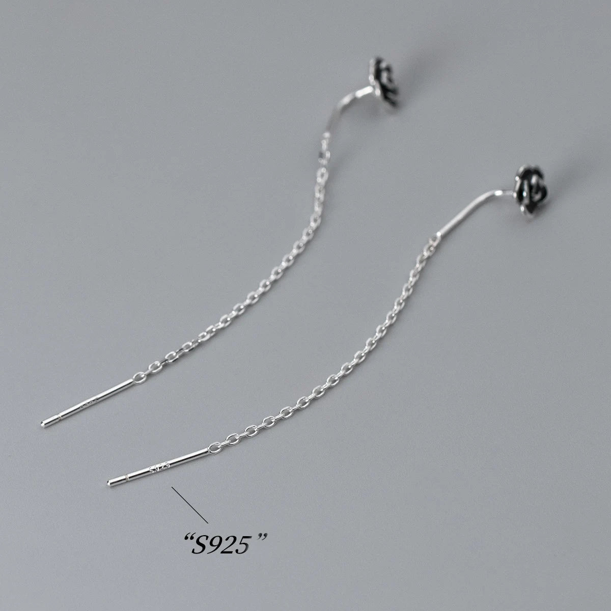 La Monada Stud Earrings For Women 925 Sterling Short Hanging Black Flower Retro Woman Earring Silver 925 Earring Jewelry Female