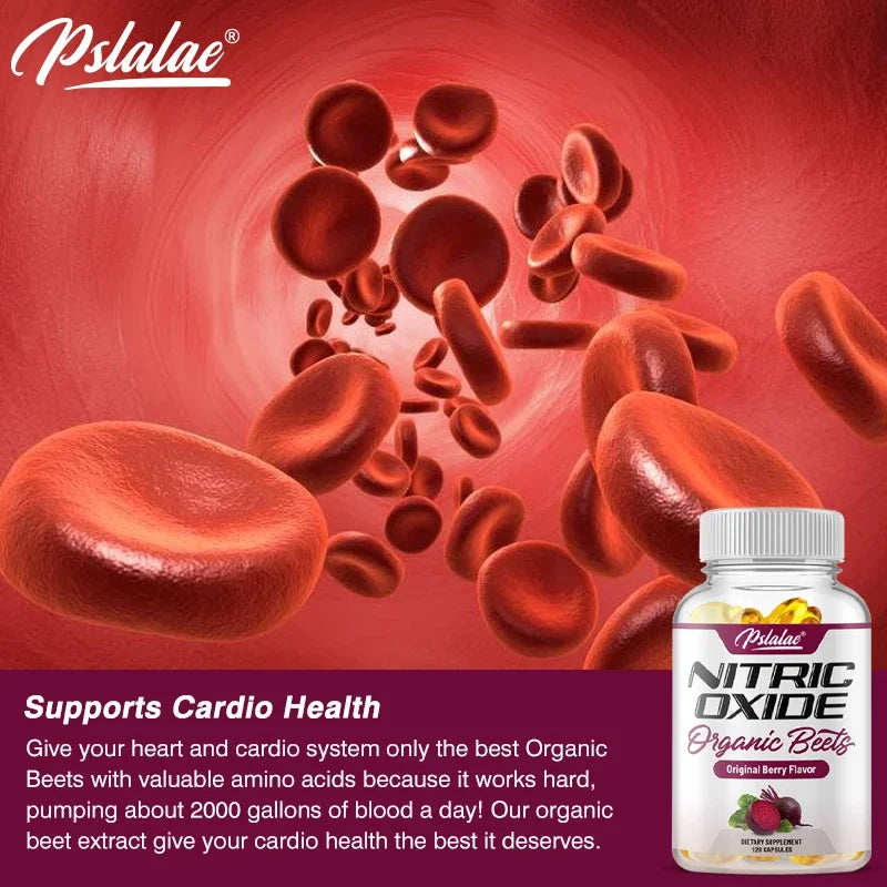 Nitric Oxide Capsules - with Beetroot, Helps Build Muscle, Supports Blood Flow, Circulation, Support Energy, Strength, Endurance