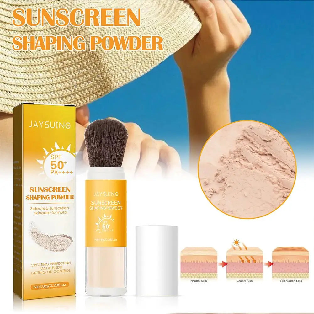 8g Sunscreen Setting Powder SPF 50+ PA+++ Translucent Finishing Powder, Oil Control UV Protection Makeup Powder with Puff