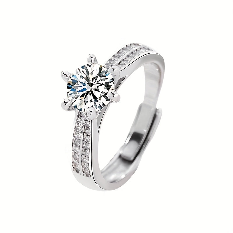 Original Tancise 925 Pure Silvery Ring with Moissanite Diamond and Certificate, Exquisite Jewelry for Women's Engagement Ring