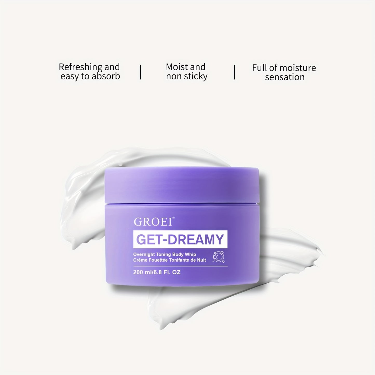 2pcs GROEI Night Firming Body Cream 6.76oz - Hypoallergenic & Quick-Results Firming Cream with Tallow Tree Leaf & Caffeine, Hydrating Botanical Blend (Milk Thistle/Chamomile/Mint) for All Light Beige Types, Overnight Nourishm