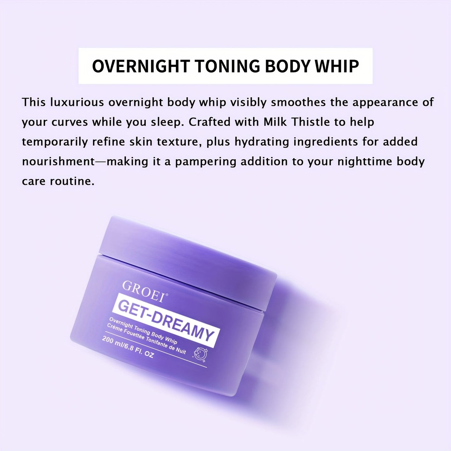 2pcs GROEI Night Firming Body Cream 6.76oz - Hypoallergenic & Quick-Results Firming Cream with Tallow Tree Leaf & Caffeine, Hydrating Botanical Blend (Milk Thistle/Chamomile/Mint) for All Light Beige Types, Overnight Nourishm
