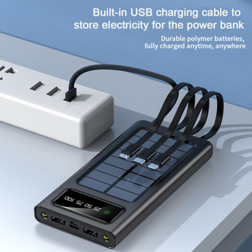 Solar Power Bank 900000mAh Tragbar Externer Batterie Ladegerat Fur Alle Handy DE
