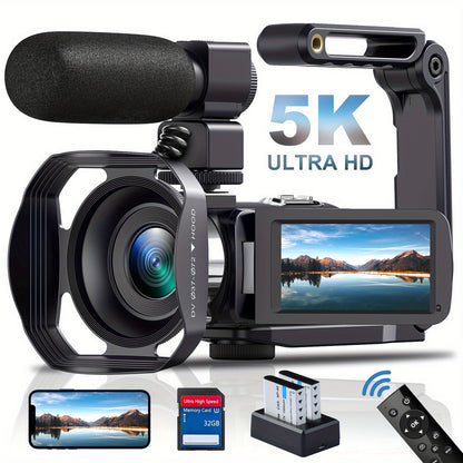 5K 30fbs camera Ultra HD camera has a 3.0-inch ultra-clear touch screen to support charging and recording, HDMI-OUT to support external MIC-IN to take pictures of 64 million pixels, and 5k ultra HD video digital camera.