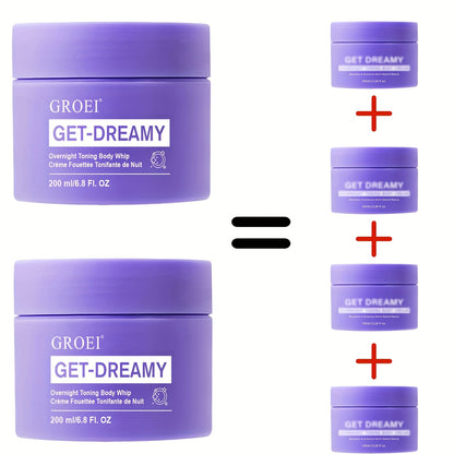 2pcs GROEI Night Firming Body Cream 6.76oz - Hypoallergenic & Quick-Results Firming Cream with Tallow Tree Leaf & Caffeine, Hydrating Botanical Blend (Milk Thistle/Chamomile/Mint) for All Light Beige Types, Overnight Nourishm