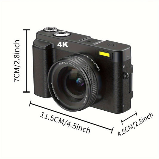 STUOGYUM Vlogging Camera 4K 48MP Digital Camera with 180° 3.0 inch Flip Screen 16X Anti-Shak Auto-Focus Camera For Photography  Comes With 32G TF Card And UV Filter Lens,2 Batteries  Used for YouTube Video Compact Cameras