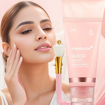Medicube-Bio Collagen Overnight Mask with Brush - Elasticity and Moisturizing Care, Contains Collagen - Korean Skincare Product, 2.53oz