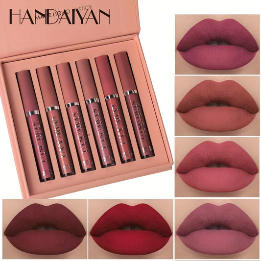 6pcs Liquid Lipstick Set, Smudge Proof Non Sticky Lip Gloss Set, Satin Texture Plumping Lip Glaze Valentine's Day Gifts