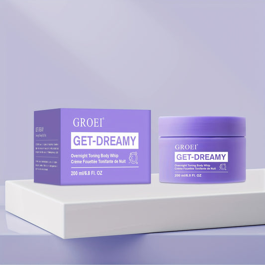 2pcs GROEI Night Firming Body Cream 6.76oz - Hypoallergenic & Quick-Results Firming Cream with Tallow Tree Leaf & Caffeine, Hydrating Botanical Blend (Milk Thistle/Chamomile/Mint) for All Light Beige Types, Overnight Nourishm