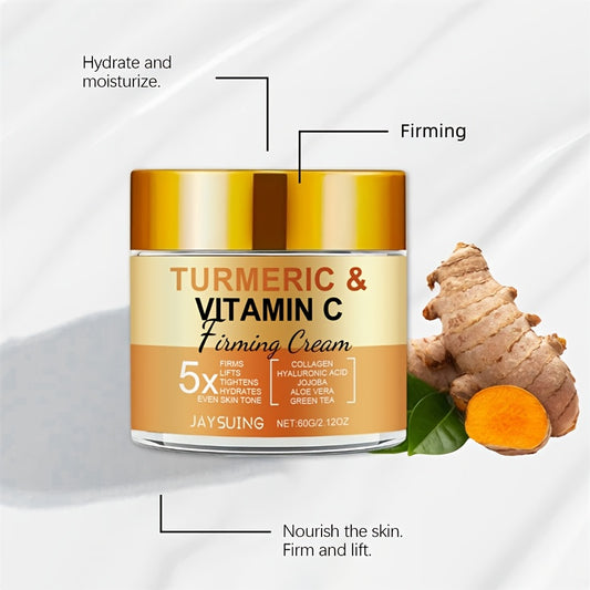 2 Boxes Of Turmeric & Vitamin C Firming Cream With Collagen, Moon Orange, Vitamin E - Suitable For All Skin Types, Vitamin A Acid For Moisturizing, Firming And Evening Out Skin Tone, Korean Skincare