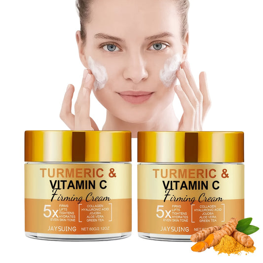 2 Boxes Of Turmeric & Vitamin C Firming Cream With Collagen, Moon Orange, Vitamin E - Suitable For All Skin Types, Vitamin A Acid For Moisturizing, Firming And Evening Out Skin Tone, Korean Skincare