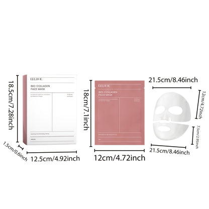 16-Pack Bio Collagen Face Masks with Hyaluronic Acid - Firming & Moisturizing Skincare, Alcohol-Free for All Light Beige Types, Korean Skincare Essentials, Perfect Mother's Day Gift, Face Light Beige Care