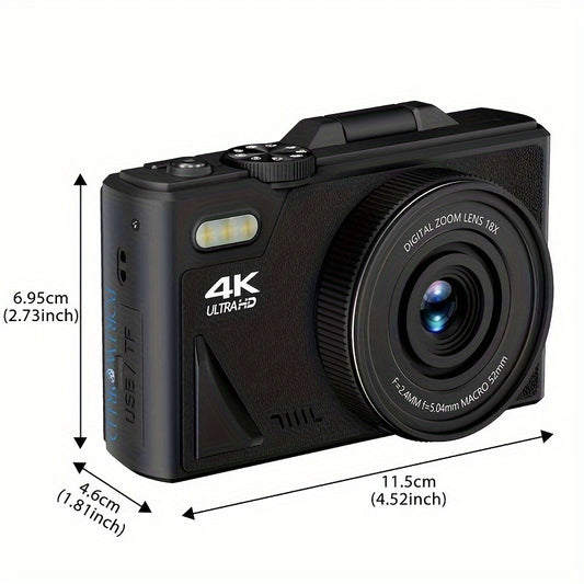 64MP 4K HD Digital Camera 18X Digital Zoom 3'' Flip Screen Professional Camera Support for Taking Photos, Recording Videos, Vlogging and Webcam Include 32GB TF Card for Beginners Thanksgiving and Christmas Gift